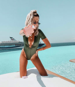 BELLE OLIVE GREEN ONE PIECE SWIMSUIT