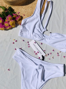 KATHRINE WHITE RIBBED TWO PIECE SWIMSUIT